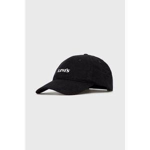 Bavlnená čiapka Levi's čierna farba, jednofarebná vyobraziť