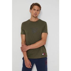 Bavlnené tričko Tommy Hilfiger zelená farba, s potlačou vyobraziť