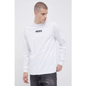 Bavlnené tričko s dlhým rukávom Prosto biela farba, jednofarebné vyobraziť