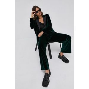 Nohavice Karl Lagerfeld dámske, zelená farba, široké, vysoký pás vyobraziť
