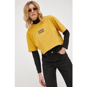 Bavlnené tričko HUF žltá farba vyobraziť