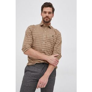Bavlnená košeľa Polo Ralph Lauren pánska, béžová farba, regular, s talianskym golierom vyobraziť