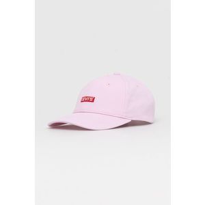 Manšestrová čiapka Levi's ružová farba, jednofarebná vyobraziť