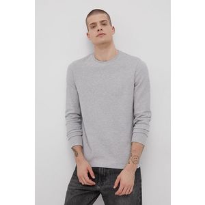 Bavlnené tričko s dlhým rukávom Tommy Jeans šedá farba, jednofarebné vyobraziť