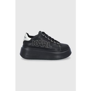 Kožená obuv Karl Lagerfeld čierna farba, na platforme vyobraziť