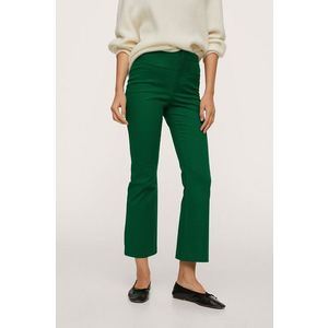 Nohavice Mango dámske, zelená farba, rovné, vysoký pás vyobraziť
