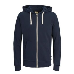 JACK & JONES Tepláková bunda 'JJEHOLMEN SWEAT ZIP HOOD NOOS' námornícka modrá vyobraziť