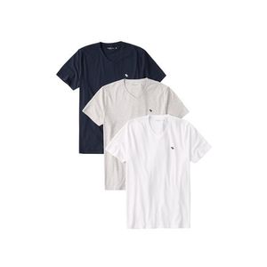 Abercrombie & Fitch Tričko biela / sivá melírovaná / námornícka modrá vyobraziť