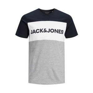 JACK & JONES Tričko modrá / biela / sivá vyobraziť