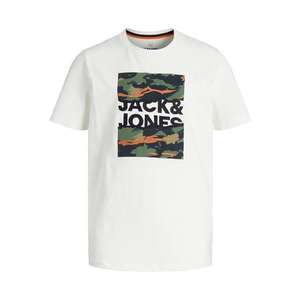 Jack & Jones Junior Tričko 'Cameron' šedobiela / tmavooranžová / kaki / čierna vyobraziť