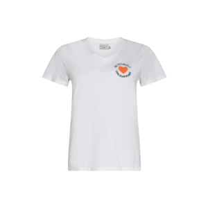 KAFFE CURVE Tričko 'Lonie' biela / čierna / oranžová vyobraziť