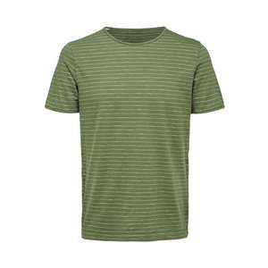 SELECTED HOMME Tričko 'SLHMORGAN' zelená / biela vyobraziť
