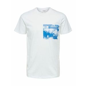 SELECTED HOMME Tričko biela / modrá vyobraziť