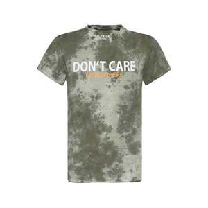 BLUE EFFECT Tričko 'Don't Care' kaki / pastelovo zelená / biela / svetlooranžová vyobraziť