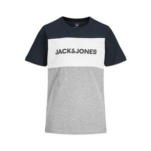 Jack & Jones Junior Tričko biela / sivá melírovaná / tmavomodrá vyobraziť
