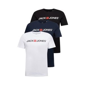 JACK & JONES Tričko biela / námornícka modrá / čierna / oranžovo červená vyobraziť