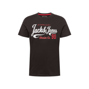 JACK & JONES Tričko 'MOON' čierna / biela / grenadínová vyobraziť