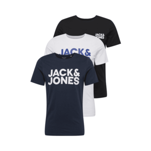 JACK & JONES Tričko biela / čierna / námornícka modrá vyobraziť