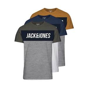 Jack & Jones Junior Tričko 'Temp' námornícka modrá / kaki / sivá melírovaná / horčicová vyobraziť