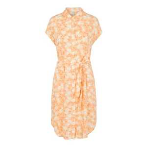 PIECES Košeľové šaty 'Nya' pastelovo oranžová / tmavooranžová / biela vyobraziť