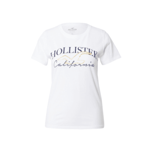 HOLLISTER Tričko biela / zlatá / námornícka modrá vyobraziť