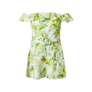 Forever New Jumpsuit 'Brodie Bardot' biela / citrónová / pastelovo zelená / trávovo zelená / svetlozelená vyobraziť