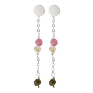 Pernille Corydon Jewellery Náušnice 'Afterglow' strieborná / kaki / ružová / krémová vyobraziť