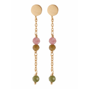 Pernille Corydon Jewellery Náušnice 'Afterglow' zlatá / staroružová / okrová / zelená vyobraziť