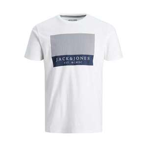 JACK & JONES Tričko 'TROKE' biela / námornícka modrá vyobraziť