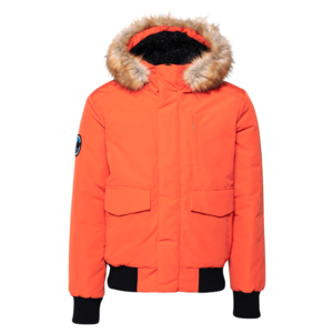 Superdry Zimná bunda 'EVEREST' čierna / neónovo oranžová vyobraziť