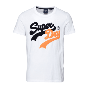 Superdry Tričko biela / oranžová / čierna vyobraziť