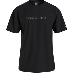 Tommy Jeans Tričko čierna melírovaná / biela / námornícka modrá / červená / kaki vyobraziť