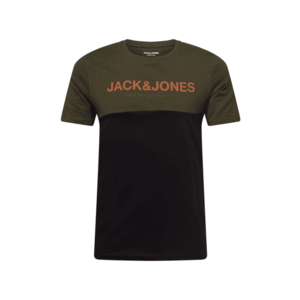JACK & JONES Tričko tmavozelená / čierna / grafitová / oranžová vyobraziť