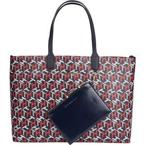 TOMMY HILFIGER Shopper tmavomodrá / biela / červená / svetlosivá vyobraziť