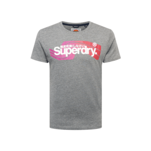 Superdry Tričko sivá melírovaná / biela / ružová / červená vyobraziť