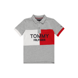 TOMMY HILFIGER Tričko sivá melírovaná / biela / červená / tmavomodrá vyobraziť