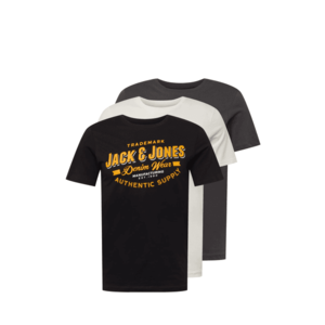 JACK & JONES Tričko čierna / biela / čadičová / zlatá žltá vyobraziť