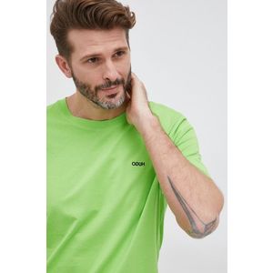 Bavlnené tričko Hugo zelená farba, jednofarebné vyobraziť