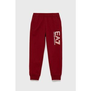 Detské nohavice EA7 Emporio Armani červená farba, s potlačou vyobraziť