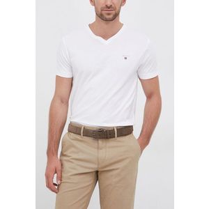 Bavlnené tričko Gant biela farba, jednofarebná vyobraziť