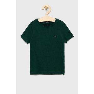 Detské bavlnené tričko Tommy Hilfiger zelená farba, jednofarebné vyobraziť