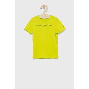 Detské bavlnené tričko Tommy Hilfiger zelená farba, jednofarebné vyobraziť