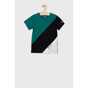 Detské bavlnené tričko Champion 305783 zelená farba, vzorované vyobraziť