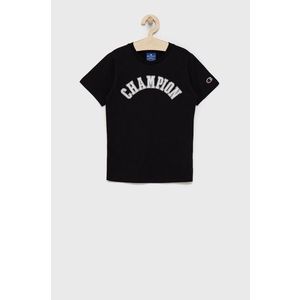 Detské bavlnené tričko Champion 305776 čierna farba, jednofarebné vyobraziť
