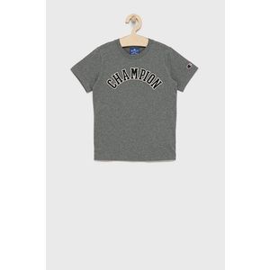Detské bavlnené tričko Champion šedá farba vyobraziť
