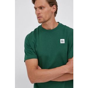 Bavlnené tričko Lacoste zelená farba, jednofarebné vyobraziť