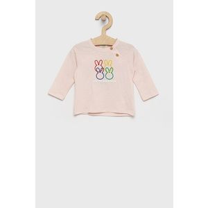 Detská bavlnená košeľa s dlhým rukávom United Colors of Benetton ružová farba, s potlačou vyobraziť