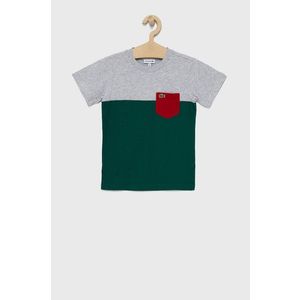 Detské bavlnené tričko Lacoste melanžové vyobraziť