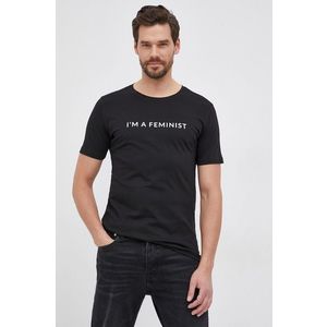 Bavlnené tričko Answear Lab čierna farba vyobraziť