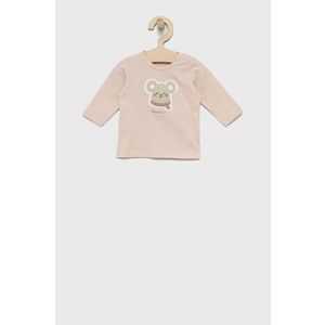 Detská bavlnená košeľa s dlhým rukávom United Colors of Benetton priehľadná farba, s nášivkou vyobraziť